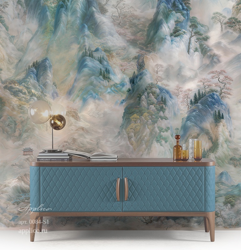 дизайнерские обои Лазурные вершины в интерьере