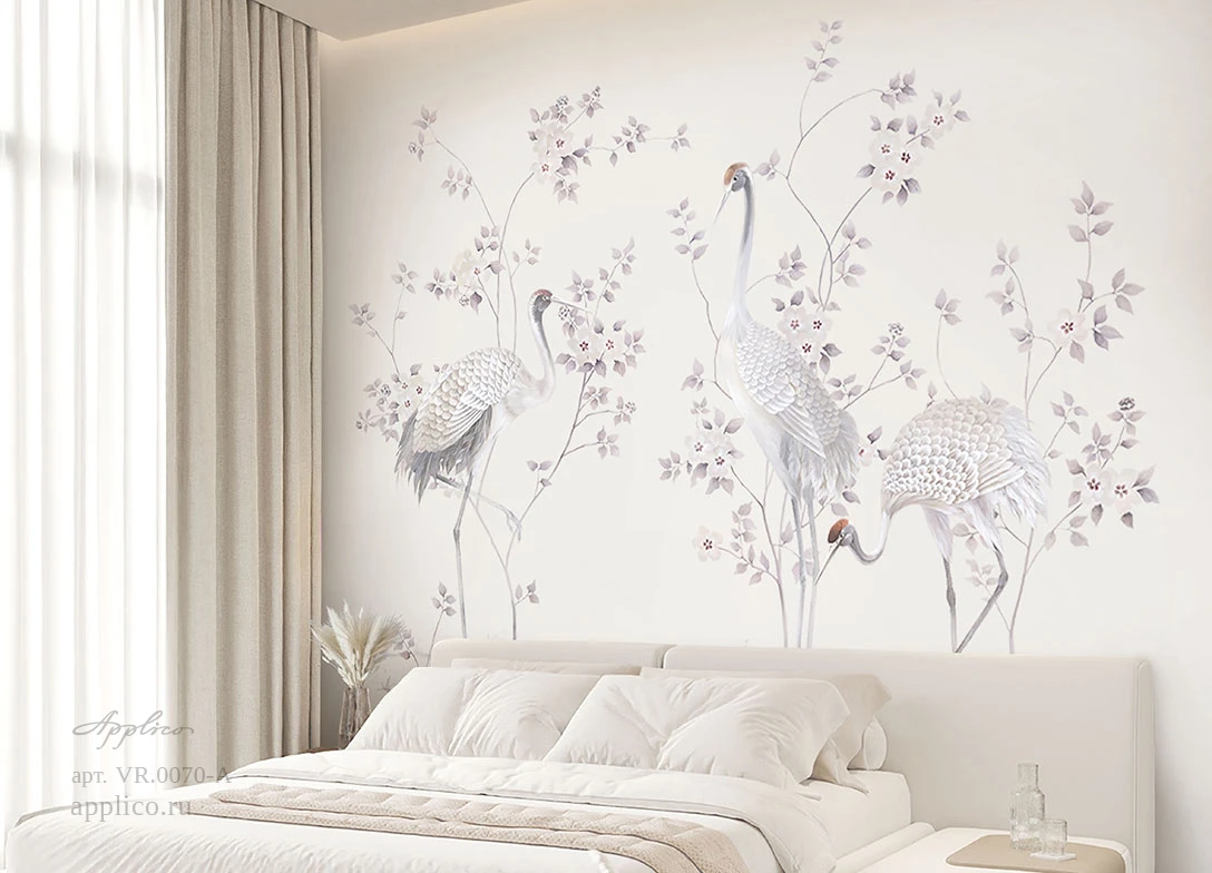 обои и панно Журавли