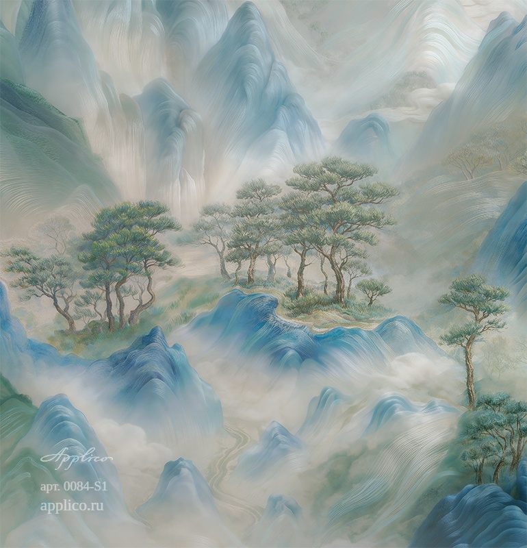 дизайнерские обои Лазурные вершины в интерьере