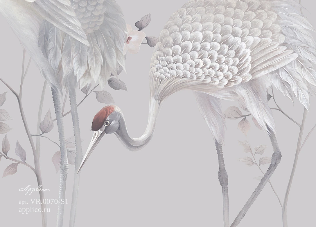 обои и панно Журавли