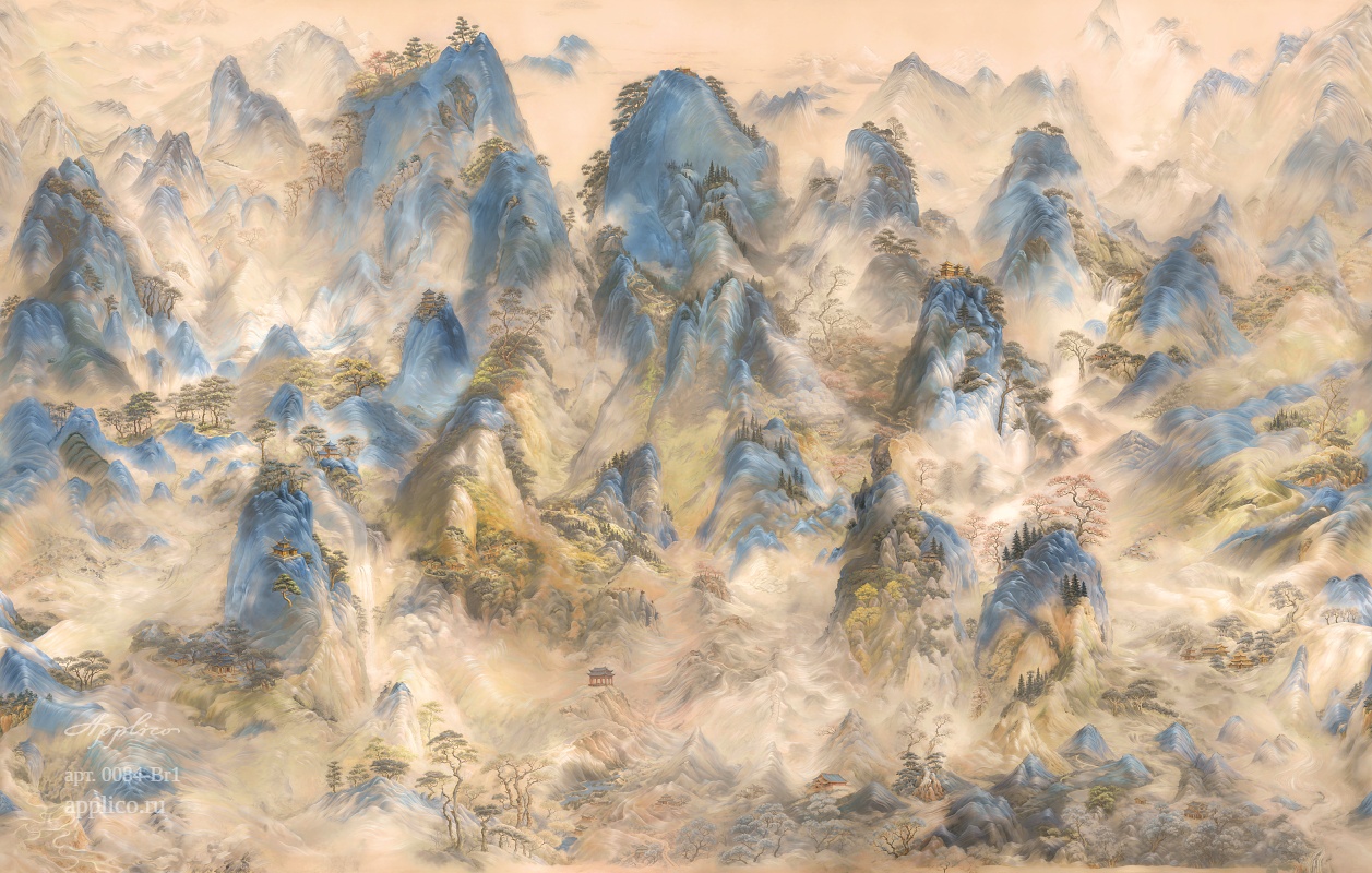 дизайнерские обои Лазурные вершины в интерьере