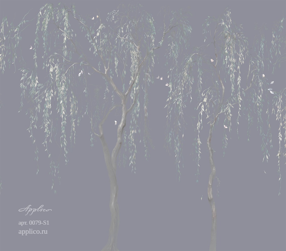 дизайнерские обои Золотая ива в интерьере