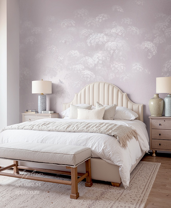 дизайнерские обои Цветочные облака в интерьере