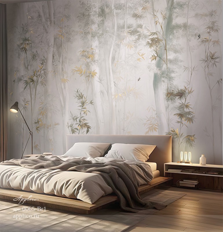 дизайнерские обои Бамбуковая роща в интерьере