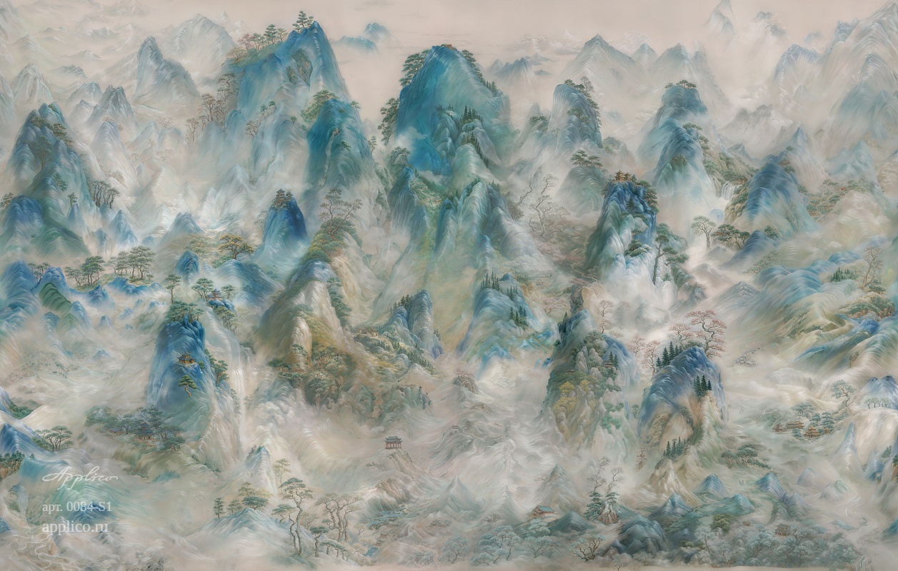 дизайнерские обои Лазурные вершины в интерьере