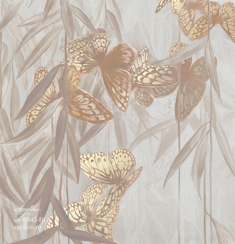 обои и панно Бабочки в листве в интерьере