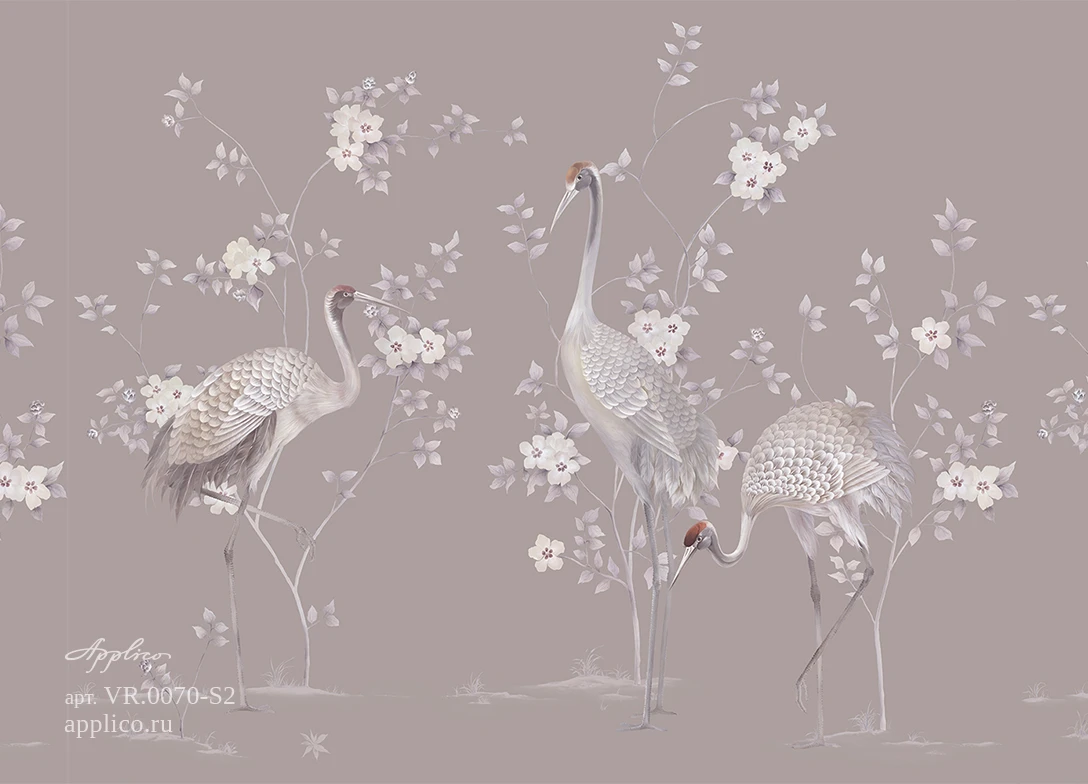 обои и панно Журавли