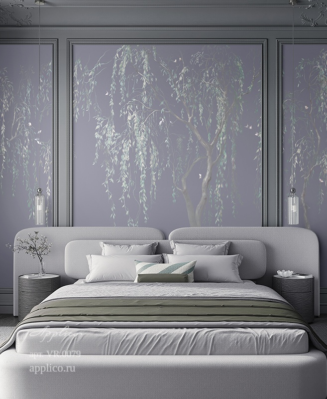 дизайнерские обои Золотая ива в интерьере