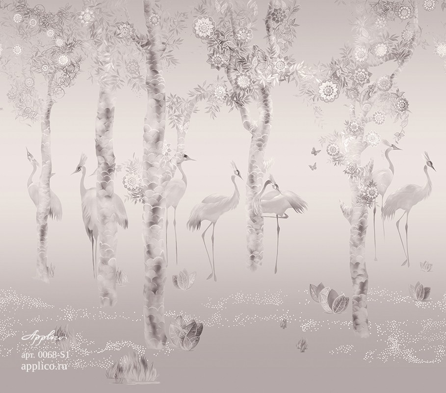 фрески Журавлиная роща в интерьере