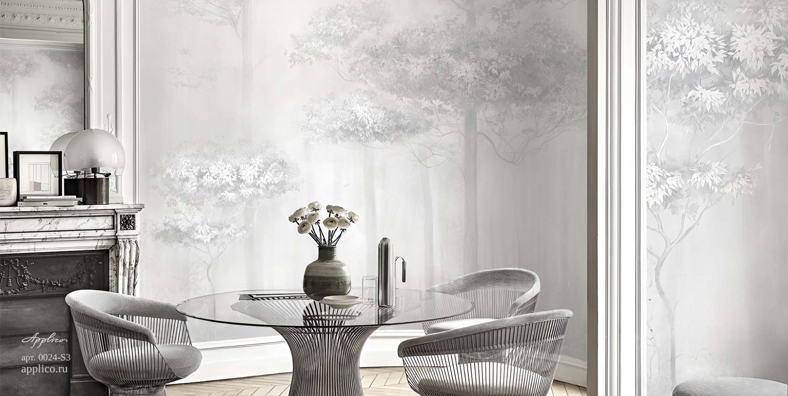 обои и панно Утренний лес в интерьере