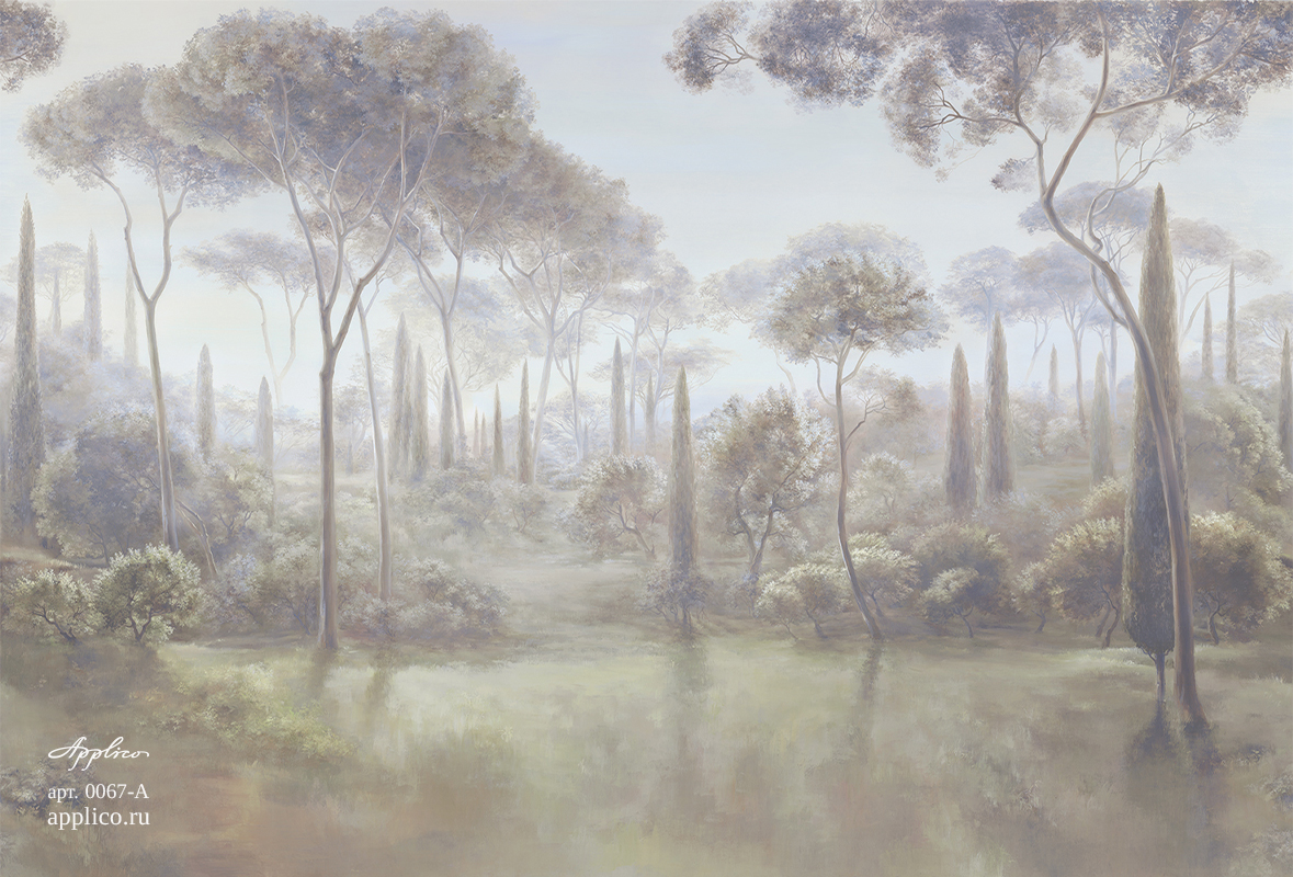 фрески Кипарисы в интерьере