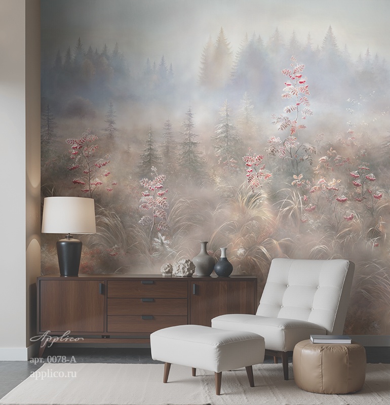 дизайнерские обои Первый иней в интерьере