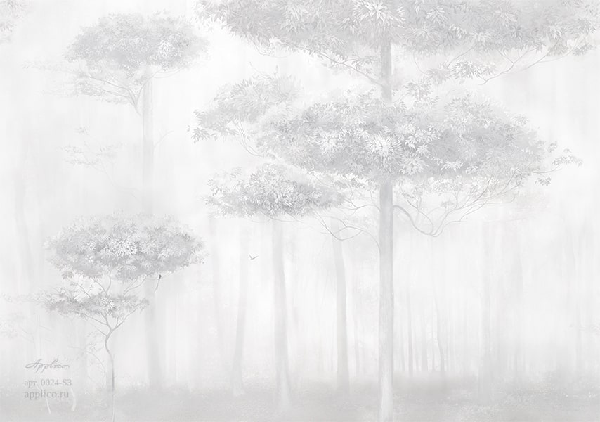 фрески Утренний лес в интерьере