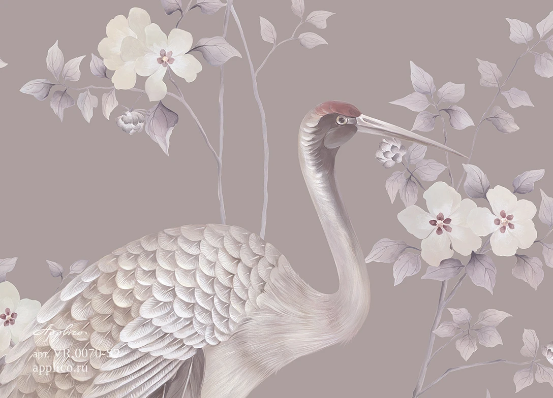 обои и панно Журавли