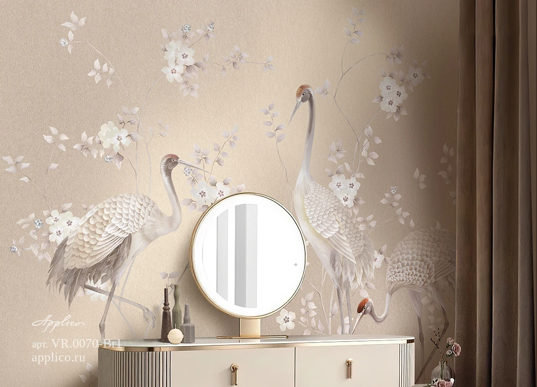 обои и панно Журавли