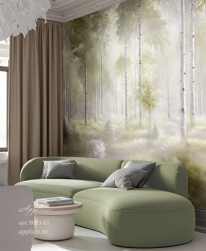 дизайнерские обои Берёзовый свет в интерьере