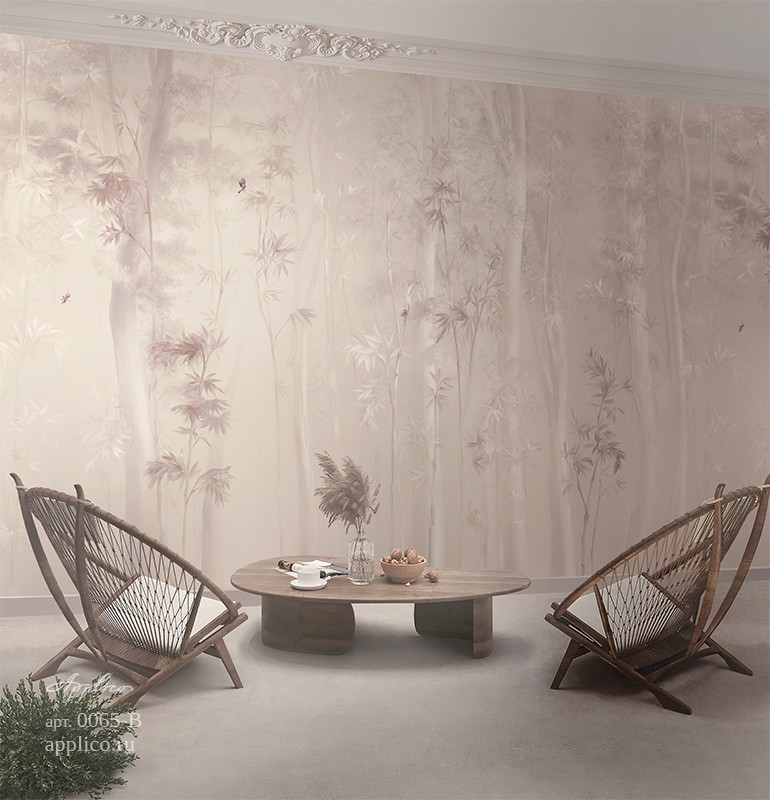 дизайнерские обои Бамбуковая роща в интерьере