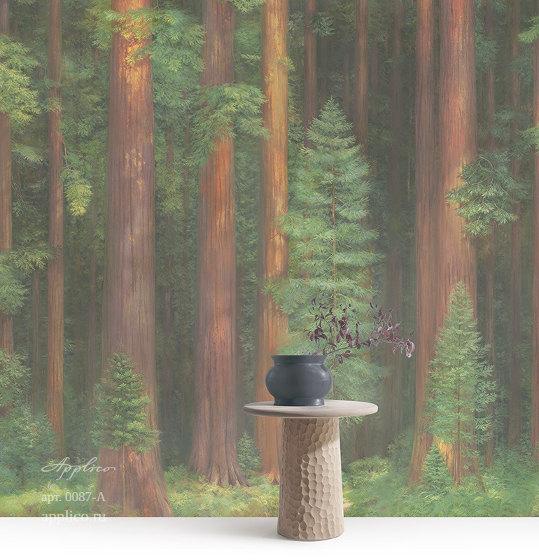 дизайнерские обои Секвойи в интерьере