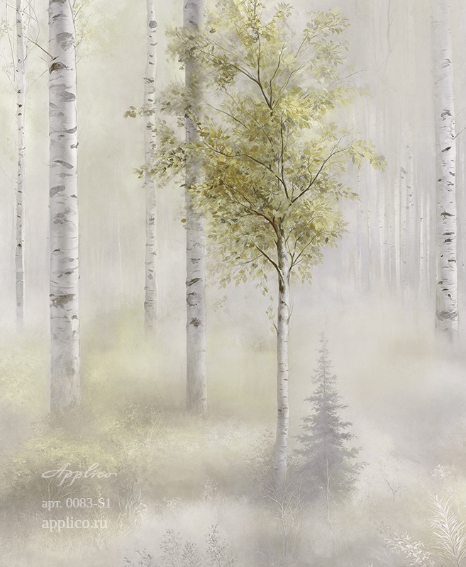 дизайнерские обои Берёзовый свет в интерьере