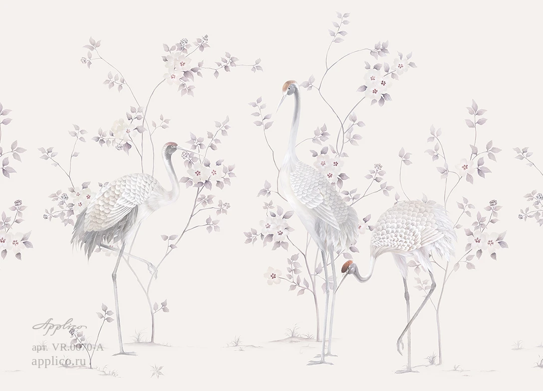 обои и панно Журавли