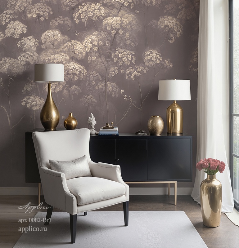 дизайнерские обои Цветочные облака в интерьере