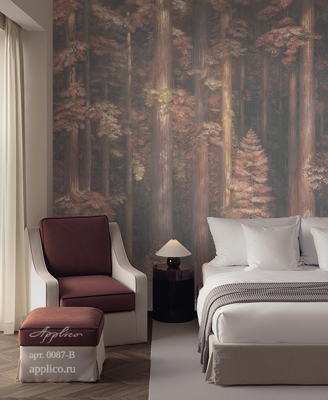 дизайнерские обои Секвойи в интерьере