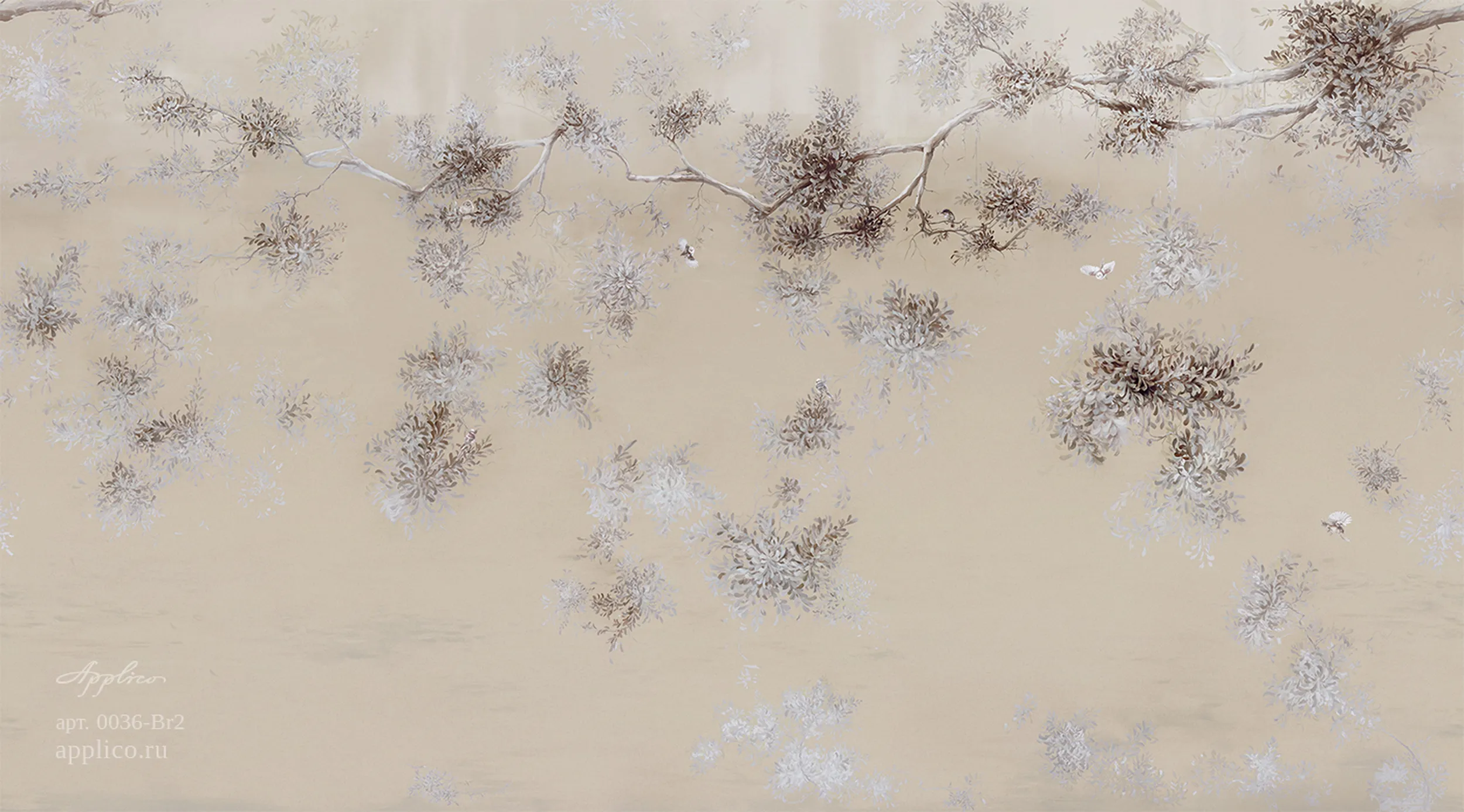 обои и панно Шинуазри на серебре