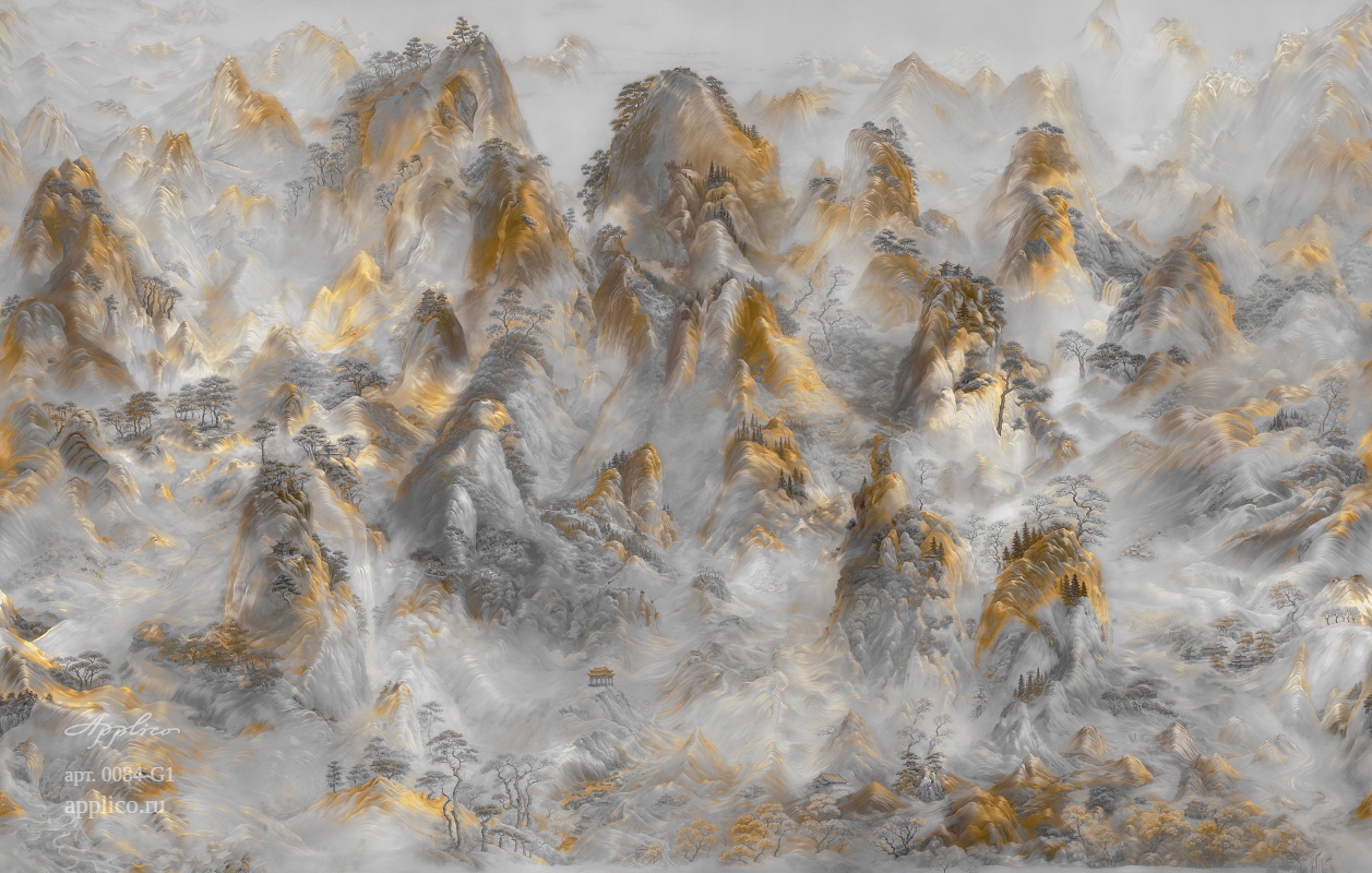 дизайнерские обои Лазурные вершины в интерьере