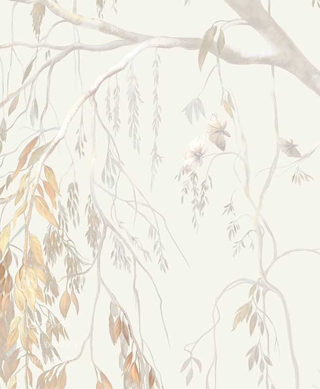 дизайнерские обои Золотая ива в интерьере