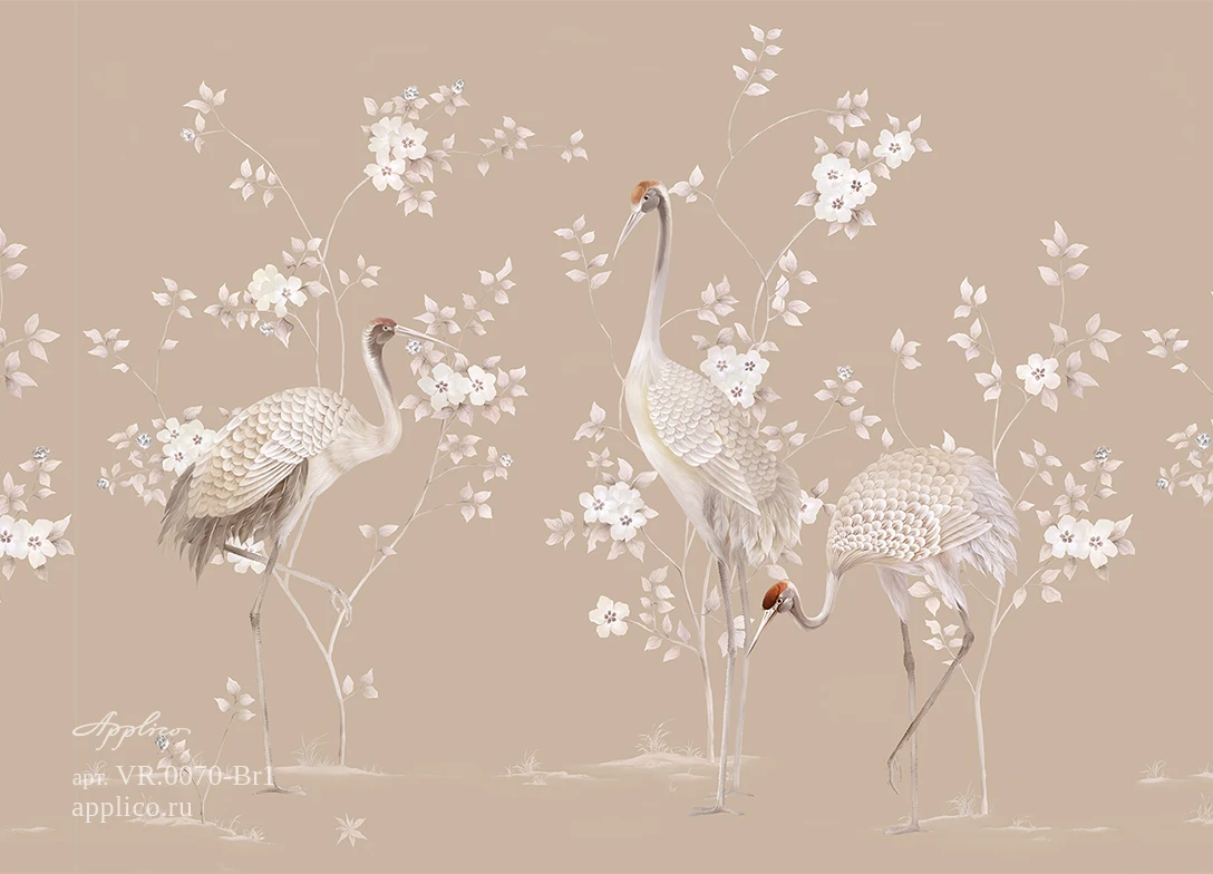 обои и панно Журавли