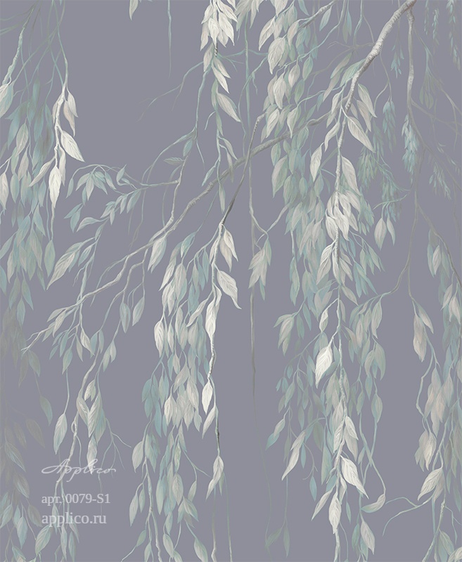 дизайнерские обои Золотая ива в интерьере
