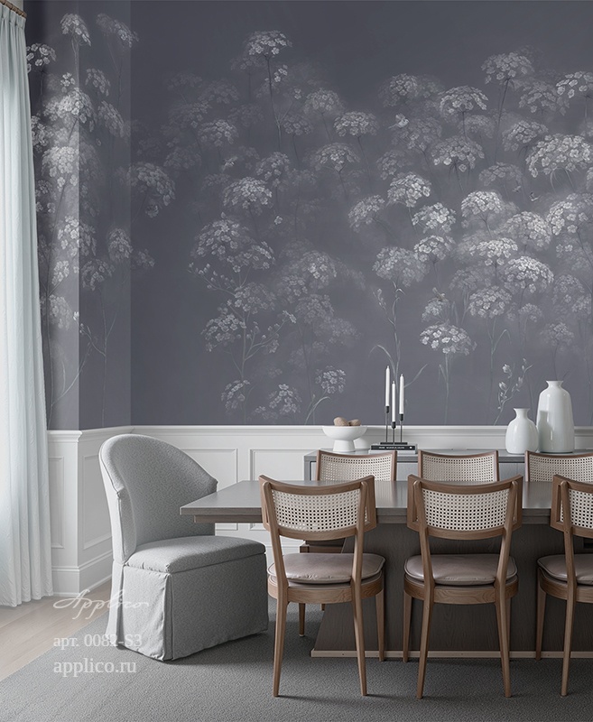 дизайнерские обои Цветочные облака в интерьере