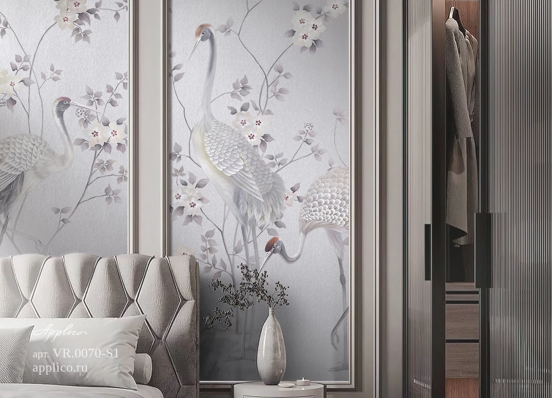 обои и панно Журавли