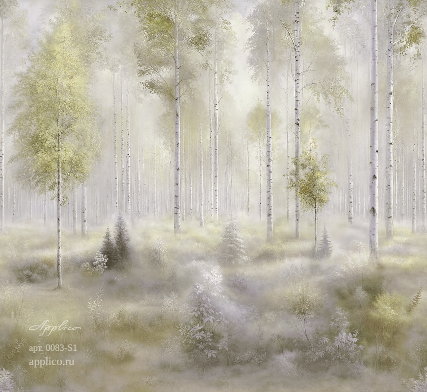 дизайнерские обои Берёзовый свет в интерьере