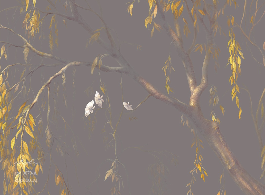 дизайнерские обои Золотая ива