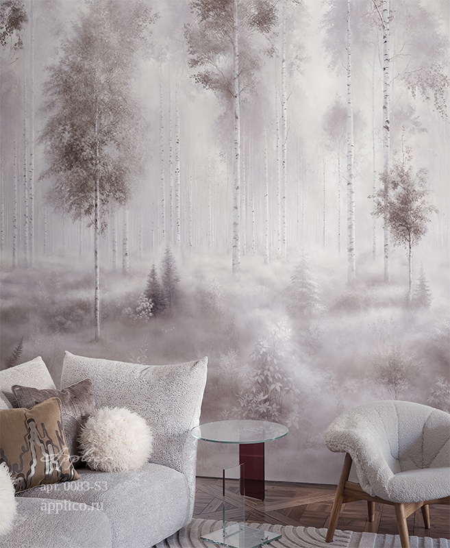 дизайнерские обои Берёзовый свет в интерьере