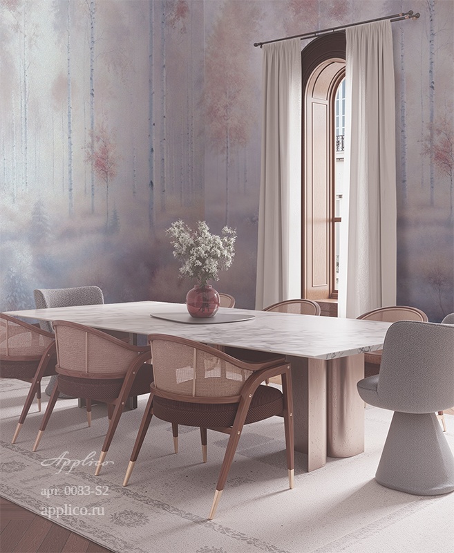 дизайнерские обои Берёзовый свет в интерьере