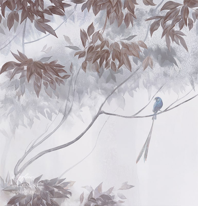 обои и панно Утренний лес в интерьере