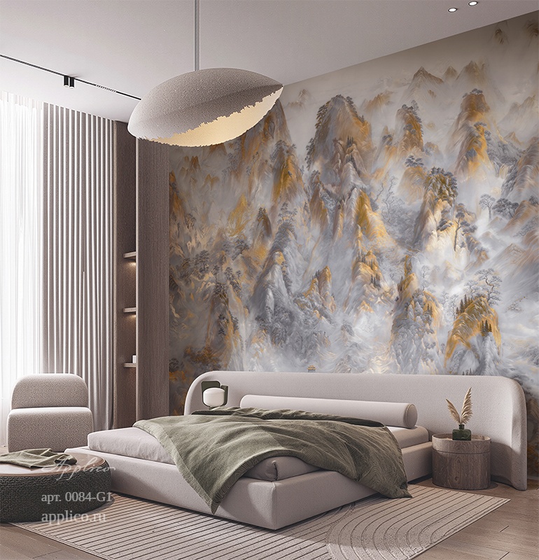 дизайнерские обои Лазурные вершины в интерьере