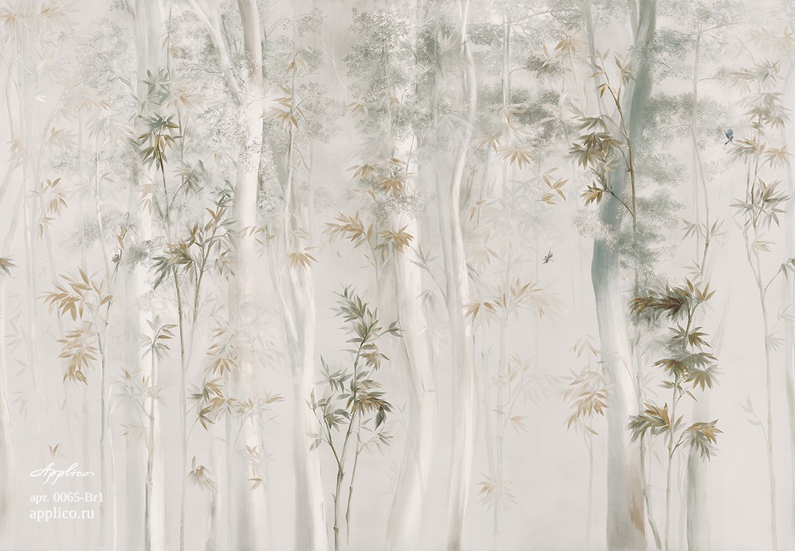 дизайнерские обои Бамбуковая роща в интерьере